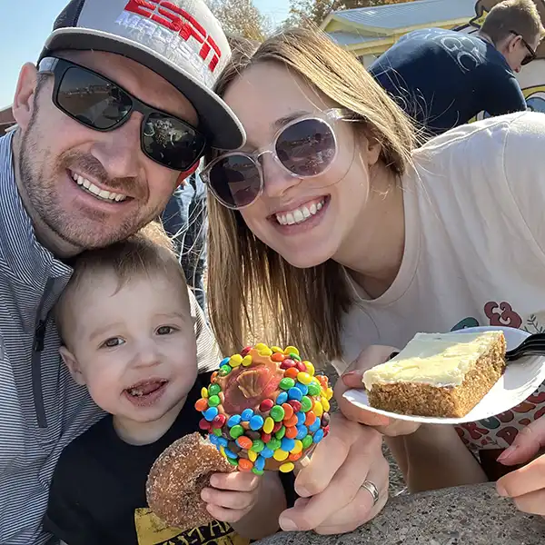 family with goodies to eat