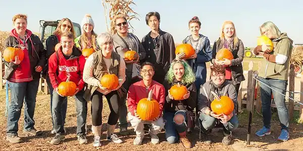 group fun with pumpkins